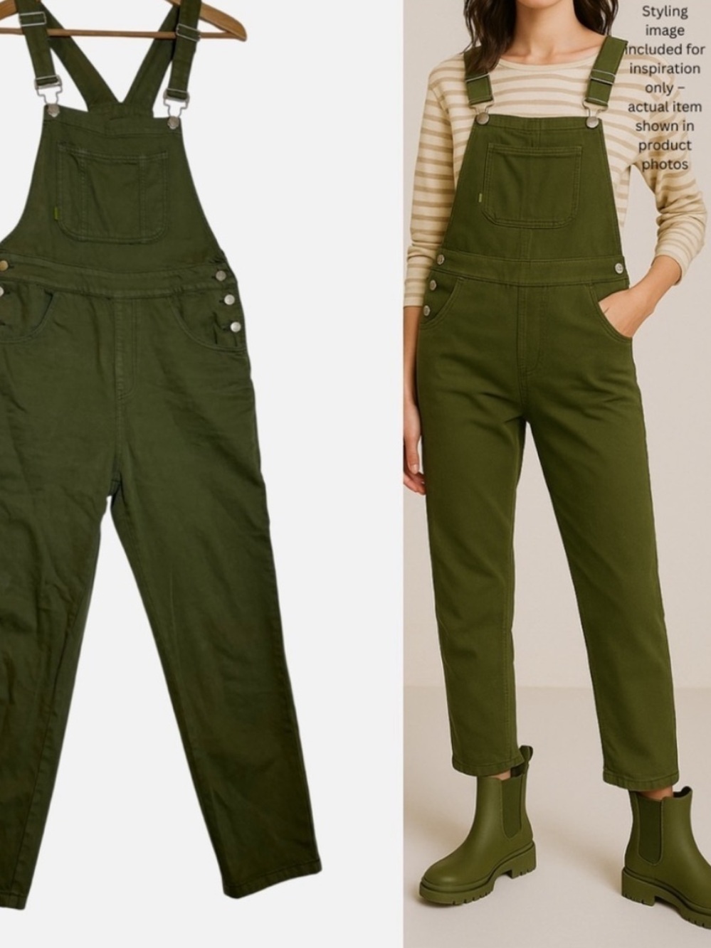Frnch Olive Green Bib Overalls XS French Girl Chic Parisian Style Boho